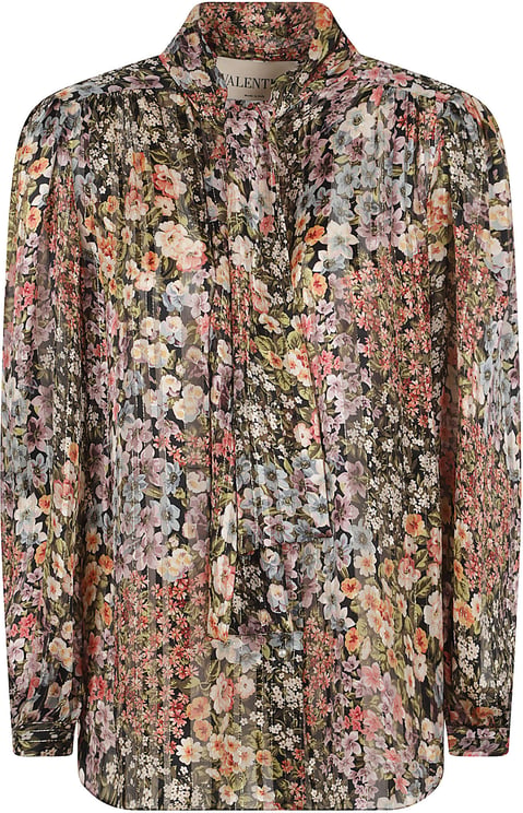 Valentino Garavani Pastel Floral Pattern Silk Blouse