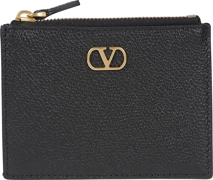Valentino Garavani Textured Calf Leather Wallet with Gold-tone Logo