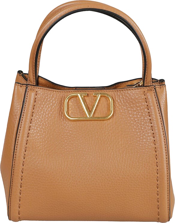Valentino Garavani Structured Medium Handbag In Grained Calfskin