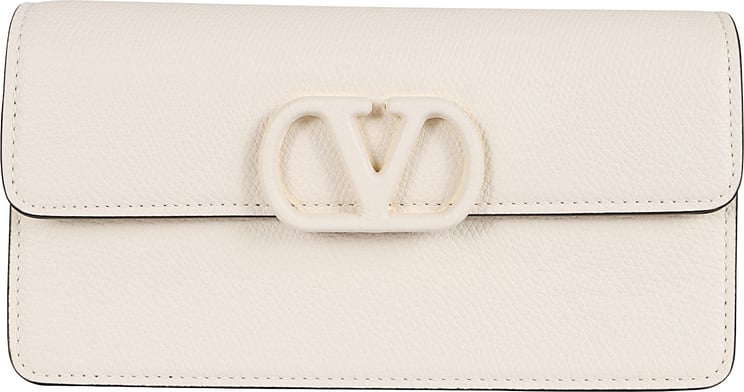 Valentino Garavani Textured Leather Wallet with Flap Closure and Accordion Interior