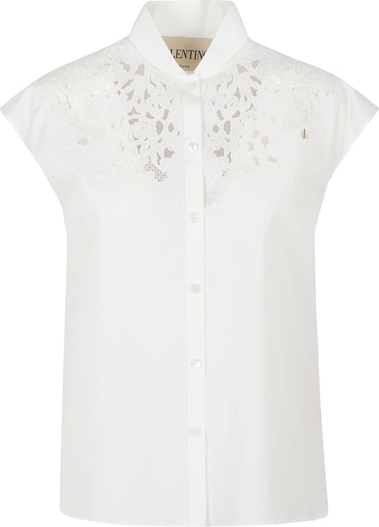 Valentino Garavani Cotton Poplin Shirt With Guipure Lace Embroidery