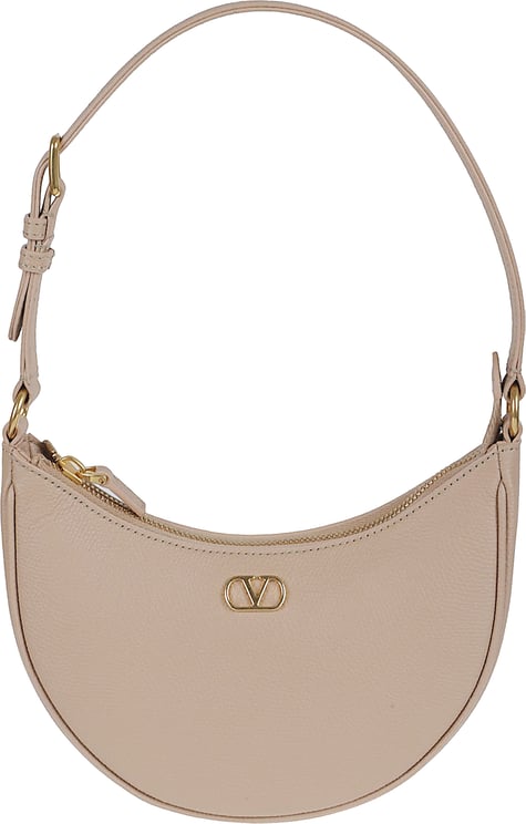 Valentino Garavani Grainy Calfskin Mini Hobo Bag with Antique Brass Hardware