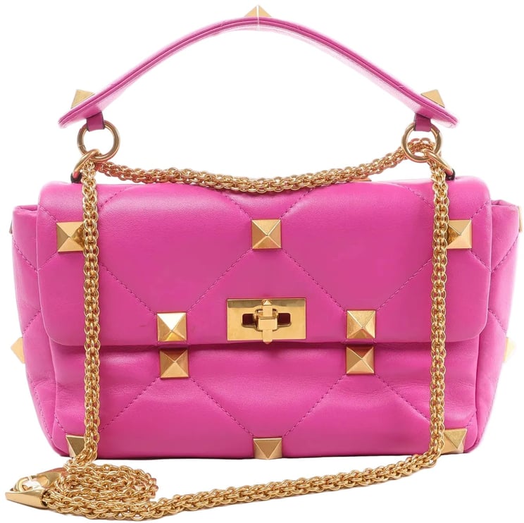 Valentino Garavani Valentino Garavani Roman Studs Leather 2-way Crossbody Bag in Pink