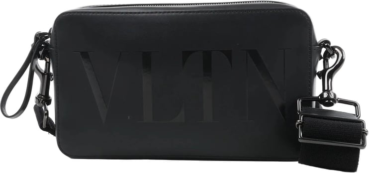 Valentino Garavani Valentino Garavani VLTN Leather Shoulder Bag in Black