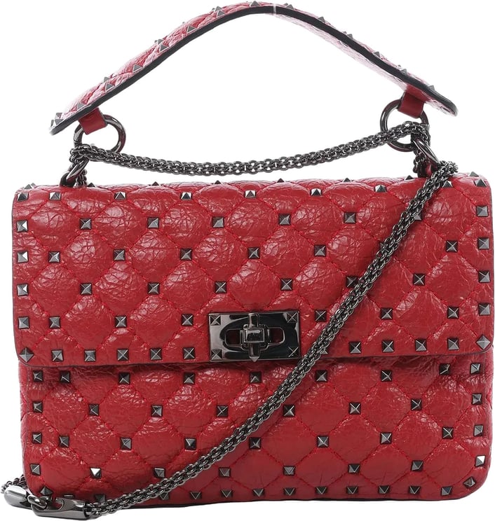 Valentino Garavani Valentino Rockstud Spike Chain 2Way Crossbody Bag in Red