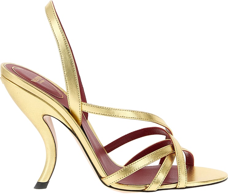Valentino Garavani Valentino Garavani Gold Lambskin Stiletto Heel Sandals
