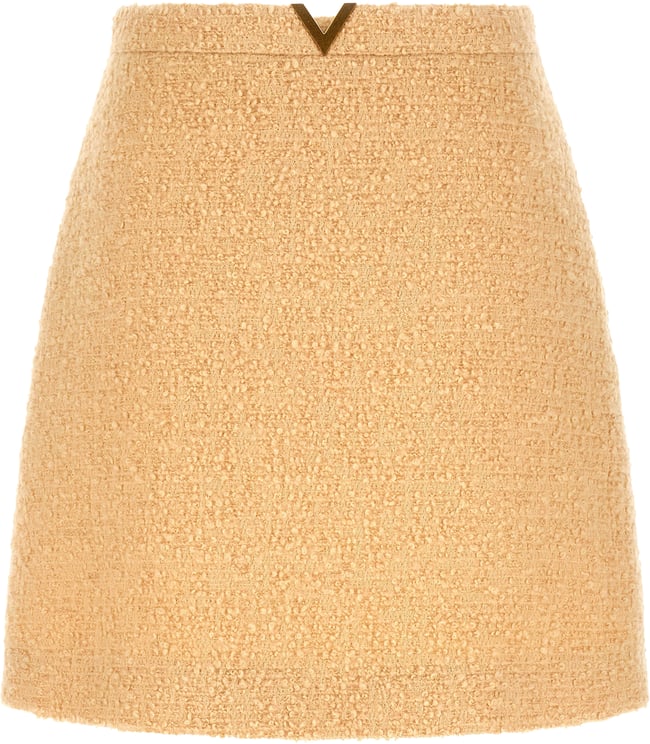 Valentino Garavani Valentino Garavani Beige Virgin Wool Long Skirt