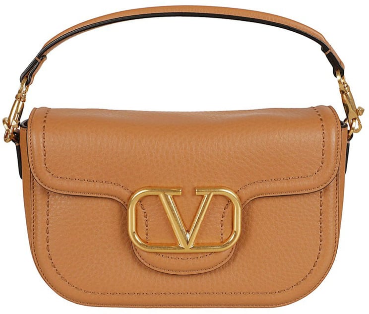 Valentino Garavani Almond Beige Calf Leather Alltime Shoulder Bag