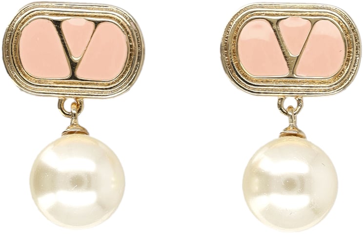 Valentino Garavani Valentino Garavani Ovalette enamel metal earrings with pearl
