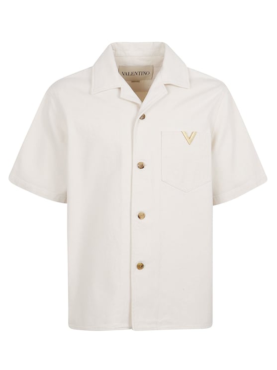 Valentino Garavani Boxy Short-Sleeve Shirt with Classic Collar