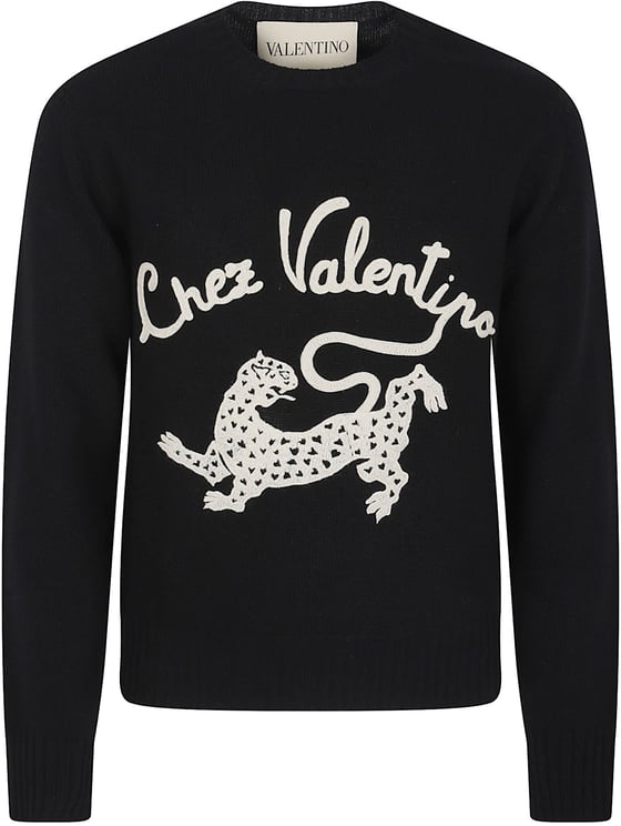 Valentino Garavani Wool Sweater with CV Panther Detail