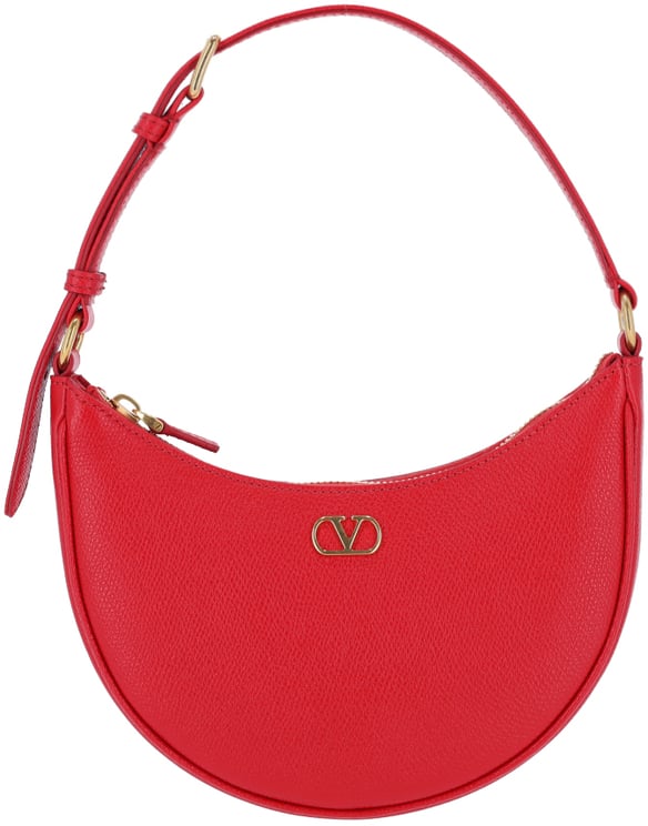 Valentino Garavani Red Leather"Vlogo Signature" Mini Hobo Bag