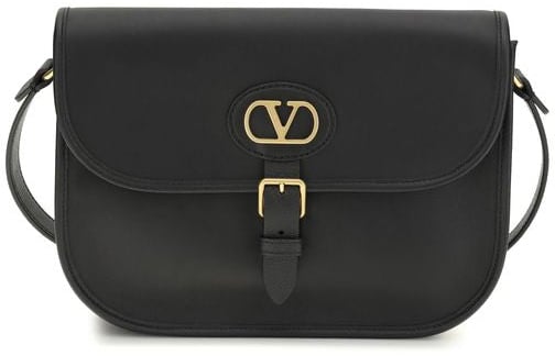 Valentino Garavani Valentino Garavani Black Calf Leather Bos Taurus Shoulder Bag