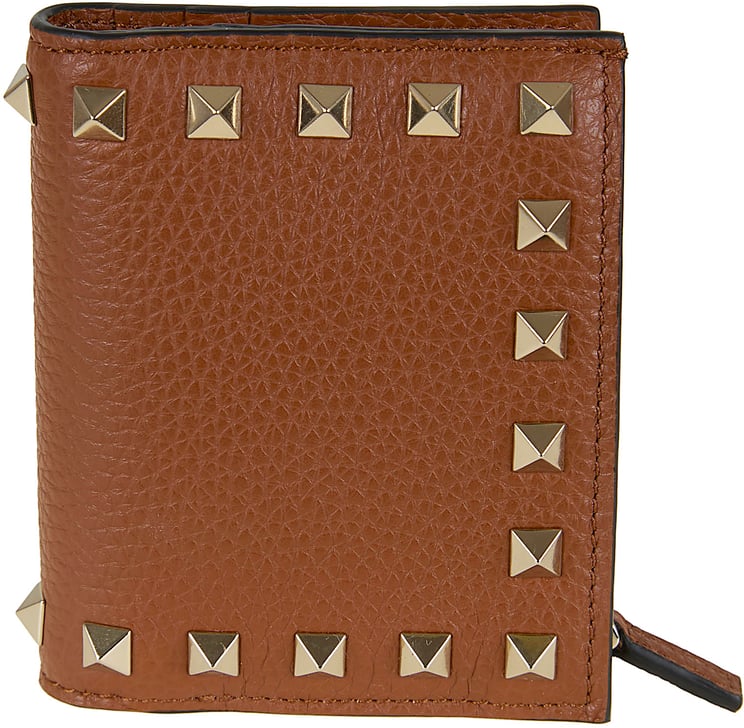 Valentino Garavani VALENTINO GARAVANI FLAP FRENCH WALLET | ROCKSTUD | VITELLO STAMPA ALCE/PLATINUM STUDS