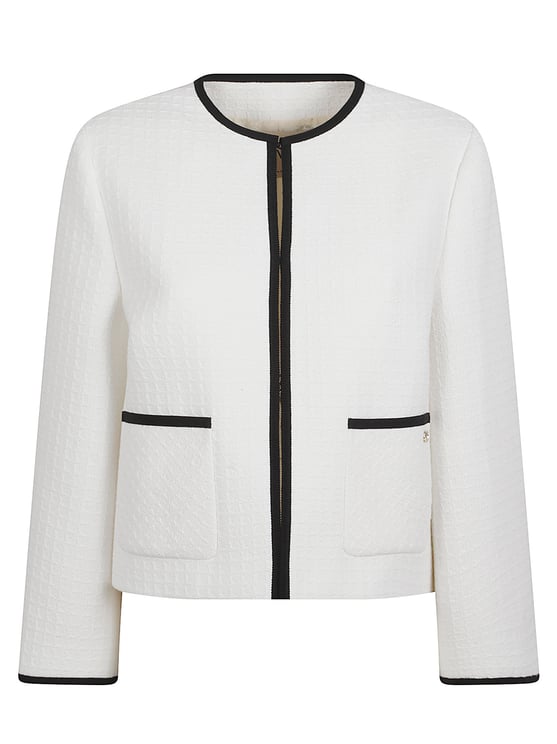 Valentino Garavani Cropped Cotton Tweed Jacket with Contrast Trimming