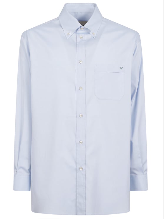 Valentino Garavani Oxford Cotton Shirt with V-Gold Plaque and Relaxed Fit