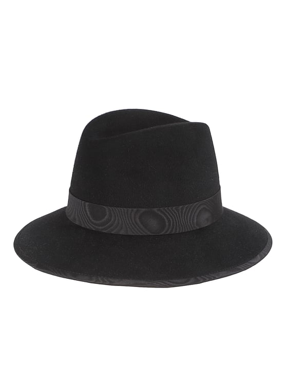 Valentino Garavani VLogo Signature Wide-Brim Hat with Textured Ribbon and Antique Gold Emblem