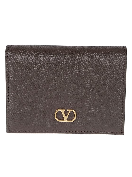 Valentino Garavani Brown Calf Leather V-Logo Billfold Wallet