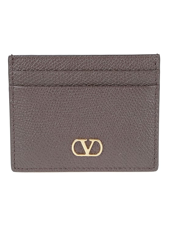 Valentino Garavani Brown Leather V-Logo Flat Wallet