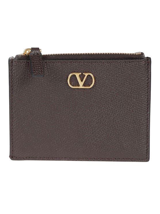 Valentino Garavani Black Calf Leather VLogo Coin Purse