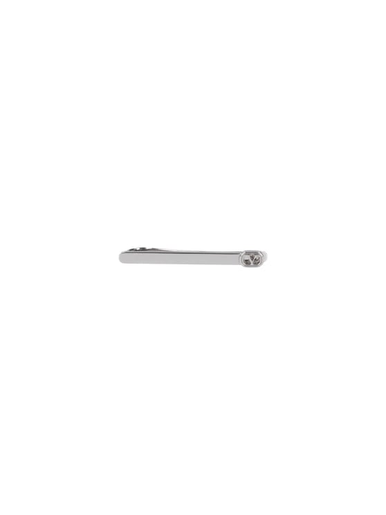 Valentino Garavani Silver Tie Clip with Subtle Emblem Detail
