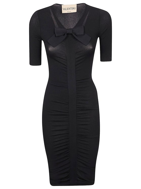 Valentino Garavani Knee-Length Fitted Knit Dress with Bow Detail