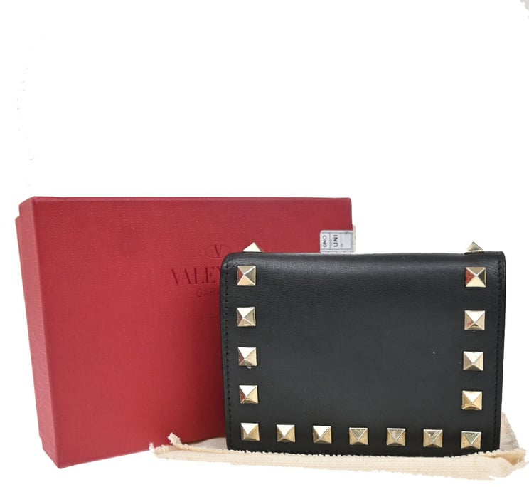 Valentino Garavani Valentino Garavani Rockstud Flap Card Case Leather