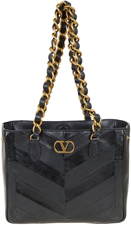 Valentino Garavani VALENTINO GARAVANI SMALL TOTE | LASEINE | PATCHWORK NAPPA MATTE-NAPPA WAXY/A.GOLD-