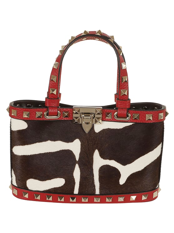 Valentino Garavani Rockstud Mini Tote Bag in Animal Print Calfskin