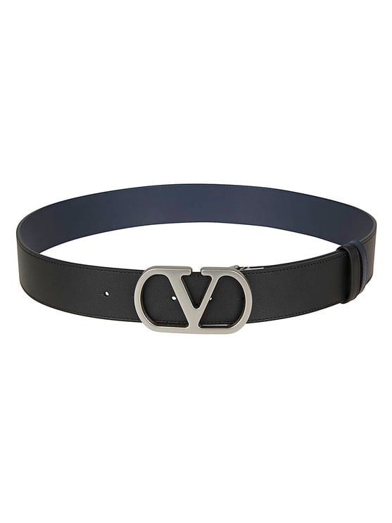 Valentino Garavani Reversible Black Calfskin Belt with Vlogo Signature Buckle