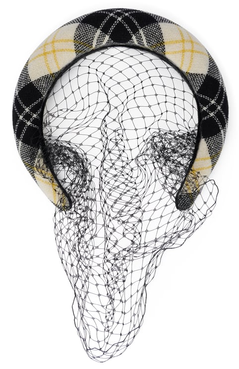 Valentino Elegant hairband with tartan pattern and decorative net.