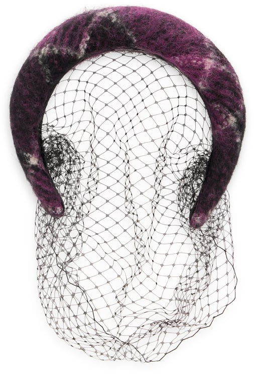 Valentino Elegant headband for hair in shades of purple and black with decorative mesh.