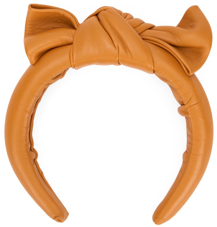 Valentino Elegant hairband made of camel-colored leather, elegant and versatile.