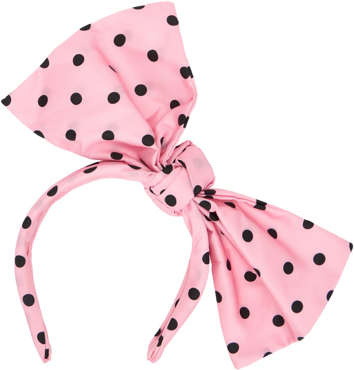 Valentino Pink hairband with black polka dot bow.