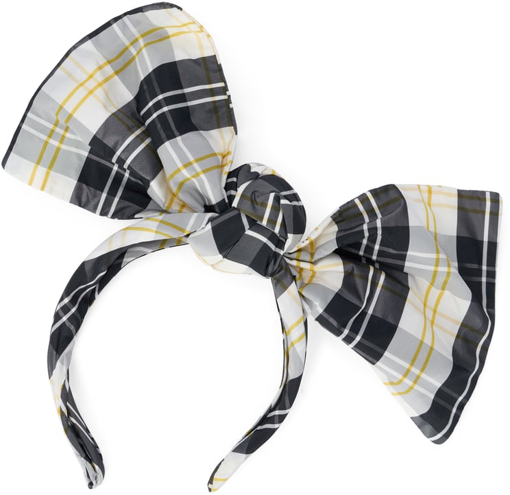 Valentino Headband for hair in shades of cream white, black and yellow with a large decorative bow.