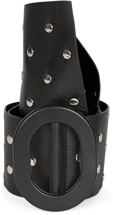 Valentino Black leather belt with decorative studs.