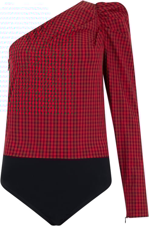 Valentino Modern red and black asymmetric body.