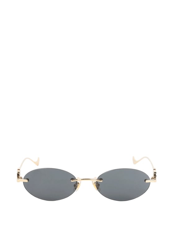 Valentino Black Rimless Oval Gold-tone Metal Sunglasses