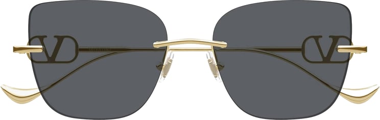 Valentino Black Rimless Rectangular Gold-tone Metal Sunglasses
