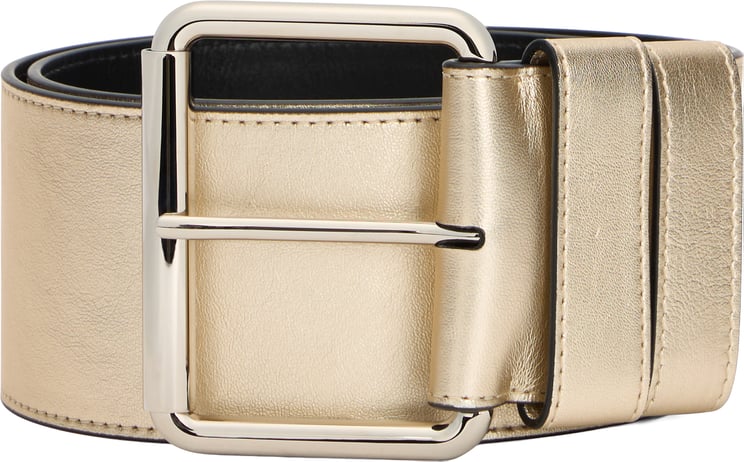 Valentino Gold leather belt with shiny buckle