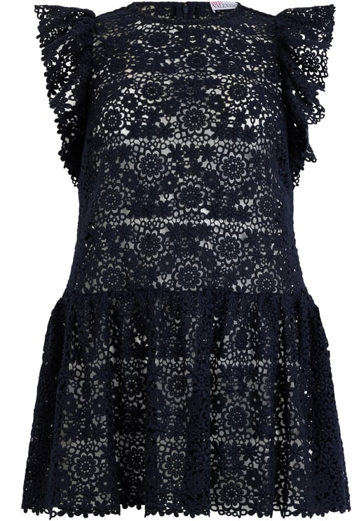 Valentino Short black dress, elegant with floral details and cut-outs.
