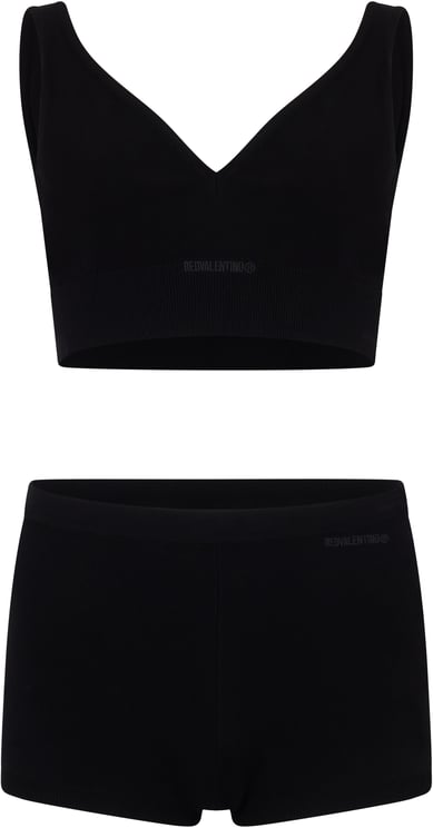 Valentino Set of black top and shorts with a casual and versatile design