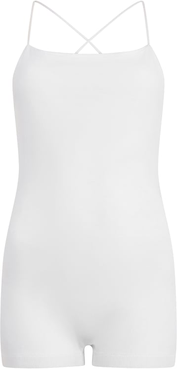 Valentino Elegant white short jumpsuit with crossed straps.