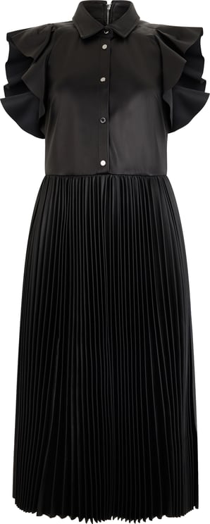Valentino Elegant black leather midi dress for any occasion