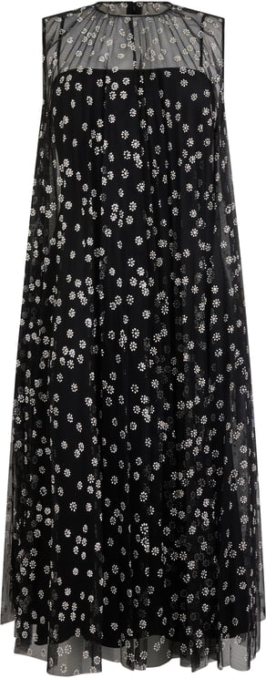 Valentino Elegant black midi dress with floral details.