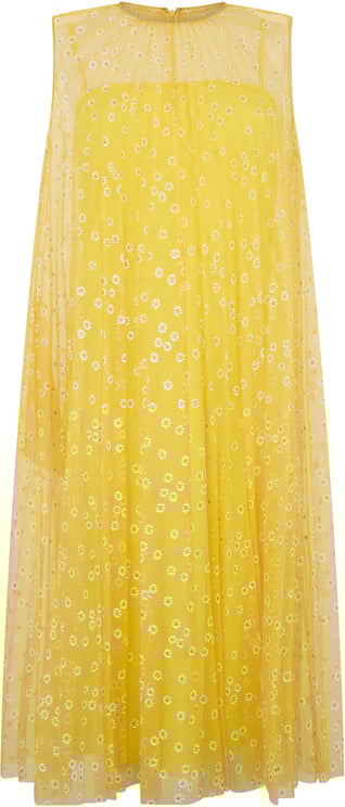 Valentino Yellow midi dress without sleeves with floral pattern