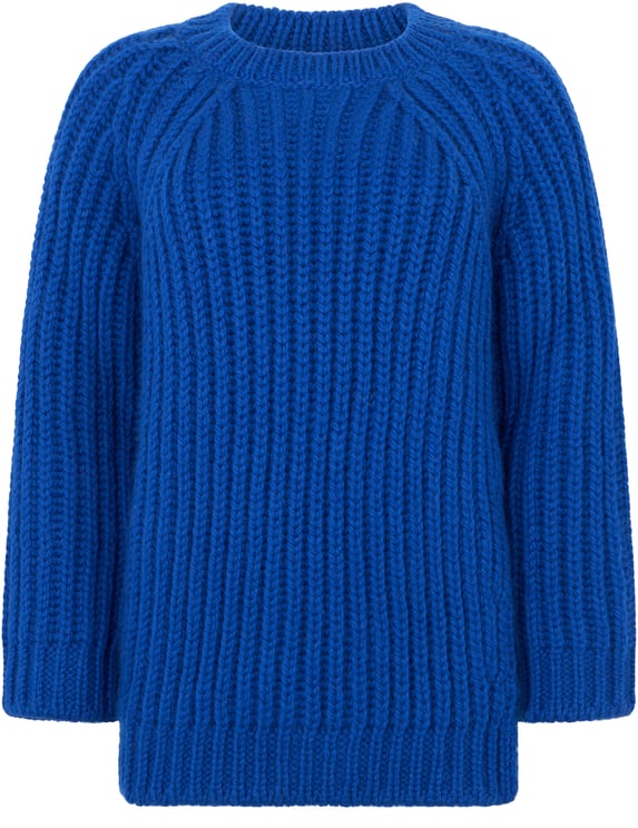 Valentino Blue sweater with round neck, minimal and versatile.
