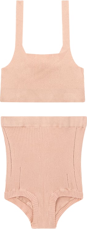 Valentino Set consisting of a top and high-waisted briefs in shades of pale pink.