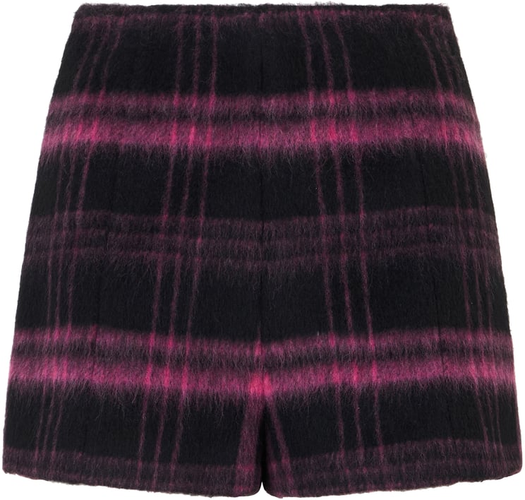 Valentino Black short pants with a check pattern and high waist.