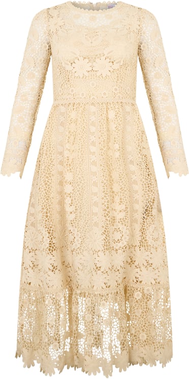 Valentino Elegant long dress in refined fabric in beige color.